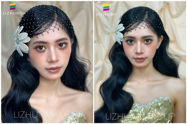 Sana復古內扣披發(fā)，廣西學(xué)化妝高彩